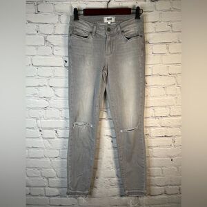 Paige Denim Verdugo Ankle Skinny Jeans Distressed Raw Hem Dove Grey‎ Size 27